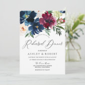 ネイビー，ブルゴーニュ&赤面フローラリハーサルディナー 招待状 (スタンド正面)