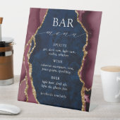 ネイビー、ブルゴーニュ、金ゴールドアガテバーメニュー 台座サイン (インサイチュ)