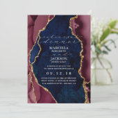 ネイビー、ブルゴーニュ&金ゴールドアゲートディナーリハーサル 招待状 (スタンド正面)