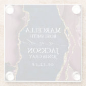 ネイビー・ブルゴーニュ・金ゴールドアゲート結婚ズ ガラスコースター (裏面)