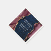 ネイビー・ブルゴーニュ・金ゴールドアゲート結婚ズ スタンダードカクテルナプキン (角)