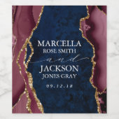 ネイビー・ブルゴーニュ・金ゴールドアゲート結婚ズ ワインラベル (シングルラベル)