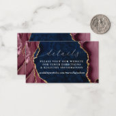 ネイビー、ブルゴーニュ&金ゴールドアゲート詳細 ノートカード (正面/裏面インサイチュ)