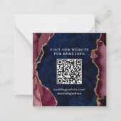 ネイビー・ブルゴーニュ&金ゴールドアゲートWebサイトQRコード ノートカード (正面)