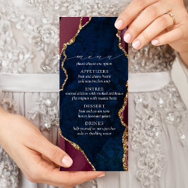 ネイビー、ブルゴーニュ、金ゴールドアゲ結婚ートのメニュー ラックカード