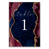 ネイビー、ブルゴーニュ、金ゴールド瑪瑙テーブルカード テーブルナンバー (裏面)