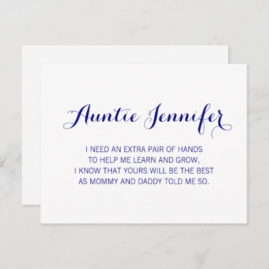 ネイビー・ブルーが私のゴッドマザーの提案になる 招待状 (正面/裏面)