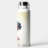 ネイビー・ブルーとレッド・フラワーグリーン ウォーターボトル (背面)