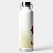 ネイビー・ブルーとレッド・フラワーグリーン ウォーターボトル (正面)