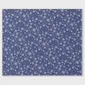 ネイビー・ブルーのスノーフレーク模様のラッピング紙 ラッピングペーパー (フラット)