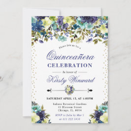 ネイビー・ブルーの夏の花キンセアニェラ 招待状