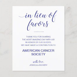 ネイビー・ブルーの慈善団体への寄付に代結婚えて