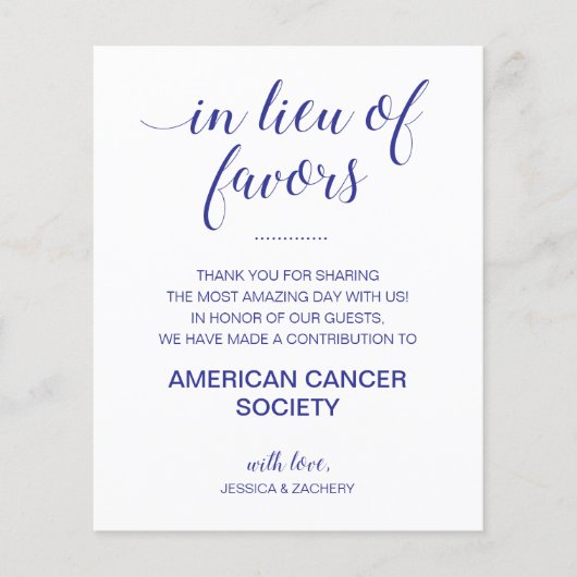 ネイビー・ブルーの慈善団体への寄付に代結婚えて (正面)