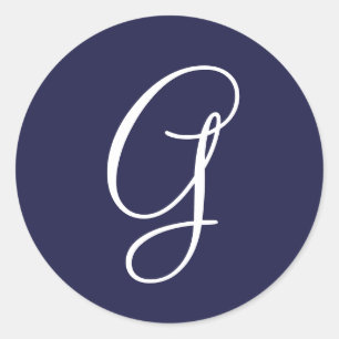 ネイビー・ブルーのG、白 ラウンドシール