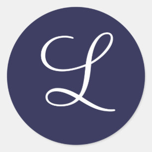 ネイビー・ブルーのL字、白 ラウンドシール