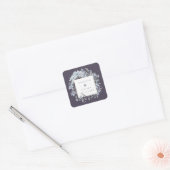 ネイビー&ブルーアジサイのフレーム水の色結婚の設定 スクエアシール (封筒)