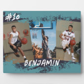 ネイビー&ブルーフォトコラージュパーソナライズされた フォトプラーク (正面)