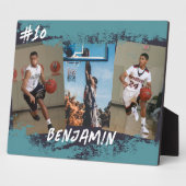 ネイビー&ブルーフォトコラージュパーソナライズされた フォトプラーク (側面)