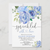 ネイビー·ブルー·アンド·ホワイト·フローラ·スプリンク·ボーイ 招待状 (正面)