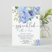 ネイビー·ブルー·アンド·ホワイト·フローラ·スプリンク·ボーイ 招待状 (スタンド正面)