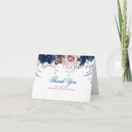 ネイビー·ブルー·アンド·モー結婚ブズ·サンキュー サンキューカード (正面)