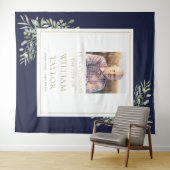 ネイビー・ブルー・グリーン写真葬儀記念事業 タペストリー (インサイチュ(横))