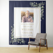 ネイビー・ブルー・グリーン写真葬儀記念事業 タペストリー (インサイチュ)