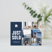 ネイビー・ブルー・ジャスト・実在ソールド広告テンプレート ポストカード (スタンド正面)