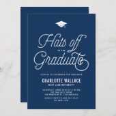 ネイビー・ブルー・ハット卒業式 招待状 (正面/裏面)