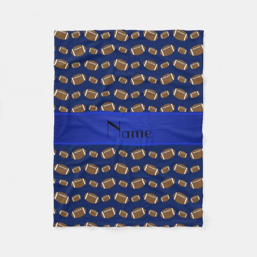 ネイビー・ブルー・フットボールパーソナライズされたの名前を付ける フリースブランケット (正面)