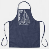 ネイビー・ブルー・ホワイト湖の方が生活が良い エプロン (正面)