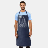 ネイビー・ブルー・ホワイト湖の方が生活が良い エプロン (着用した状態)
