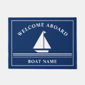 ネイビー・ブルー・ボーティン航海のグ・ネームへようこそ ドアマット (正面)