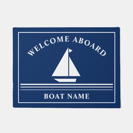 ネイビー・ブルー・ボーティン航海のグ・ネームへようこそ ドアマット (正面)