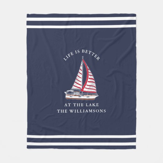 ネイビー・ブルー・レッド湖の方がライフ航海のは良い フリースブランケット (正面)