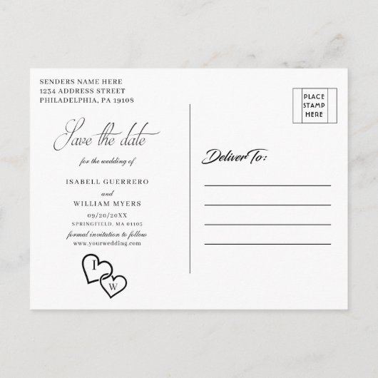  ネイビー・ブルー・ヴェラムの写真婚式が日付を保存 案内ポストカード (裏面)