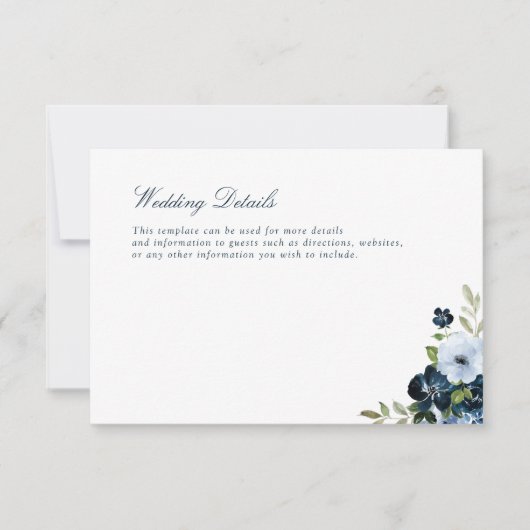 ネイビー·ブルー·結婚詳細·カード 出欠カード (正面)