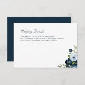 ネイビー·ブルー·結婚詳細·カード 出欠カード (正面/裏面)