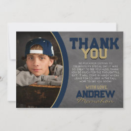 ネイビー&ブロンズシャルボード卒業サンキューカード 招待状