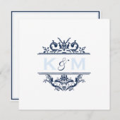 ネイビー&ブ淡い色のルー·スペシャル·リクエスト 招待状 (正面/裏面)