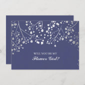 ネイビー ベイビーズ ブレス ウェディング フラワーガール 招待状 (正面/裏面)