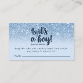 ネイビー ベイビーブルー グリッター 男の子だよ おむつくじ エンクロージャーカード (正面)