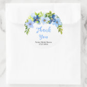 ネイビー&ベビーブルーフローラブライダルシャワーありがとう ラウンドシール (バッグ)