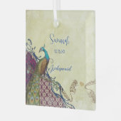 ネイビー&ベリーベリエレガントーダマスクピ結婚ャクズ ガラスオーナメント (正面左)