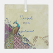 ネイビー&ベリーベリエレガントーダマスクピ結婚ャクズ ガラスオーナメント (正面)