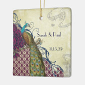 ネイビー&ベリーベリエレガントーダマスクピ結婚ャクズ セラミックオーナメント (左)