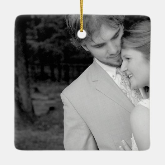 ネイビー&ベリーベリエレガントーダマスクピ結婚ャクズ セラミックオーナメント (裏面)