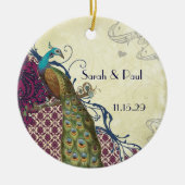 ネイビー&ベリーベリエレガントーダマスクピ結婚ャクズ セラミックオーナメント (正面)
