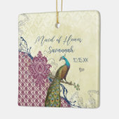 ネイビー&ベリーベリエレガントーダマスクピ結婚ャクズ セラミックオーナメント (左)