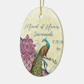 ネイビー&ベリーベリエレガントーダマスクピ結婚ャクズ セラミックオーナメント (左)